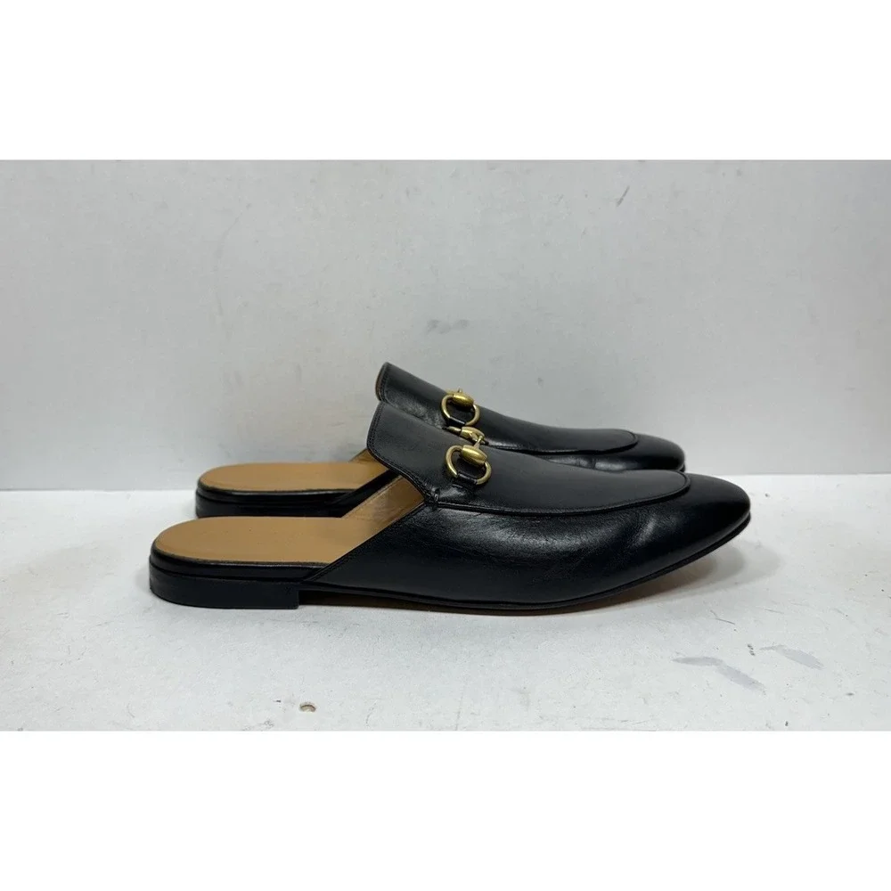 Gucci Black Leather Princetown Mule Slides 426219 Men's Size 10.5 US Slip On